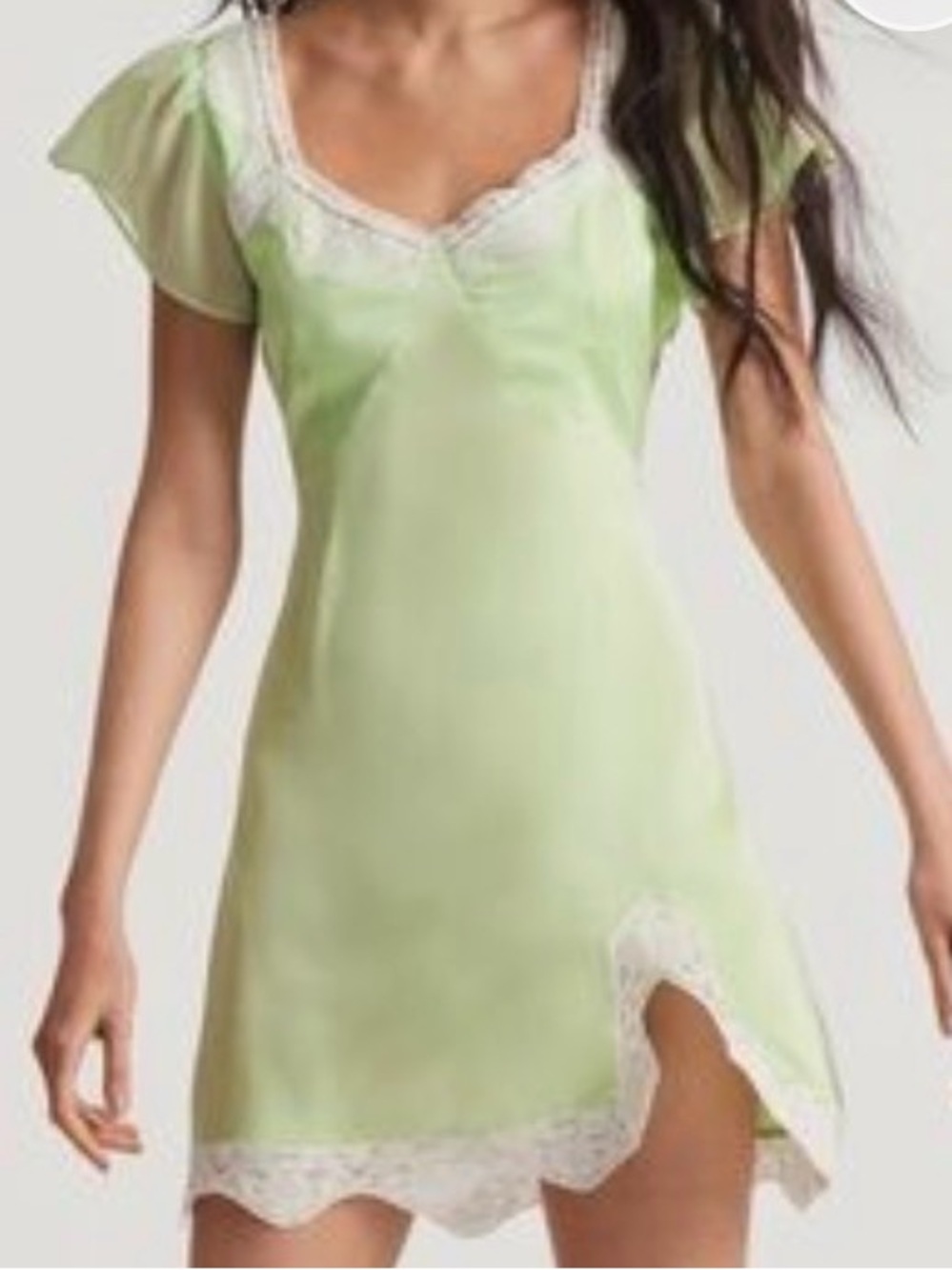 Love Shack Fancy Aubrietta Dress Lime Green Size 10 Lace NEW WITH TAGS